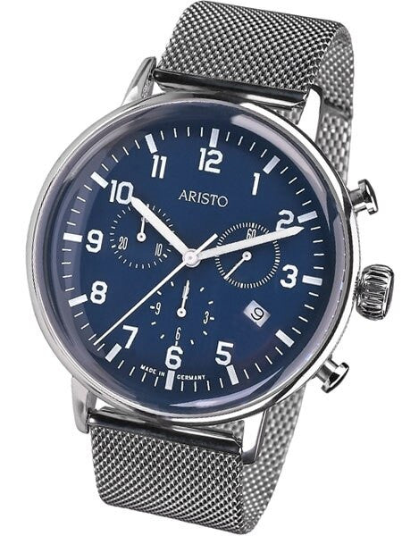 Aristo Bauhaus Swiss Quartz Chronograph Watch on Mesh Bracelet #4H161M