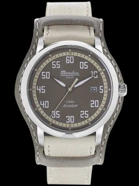 Mondia 1946 Aviator Quartz Watch with Bund-Style Strap #MI780SS-01BG-CP