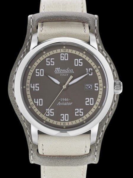 Mondia 1946 Aviator Quartz Watch with Bund-Style Strap #MI780SS-01BG-CP