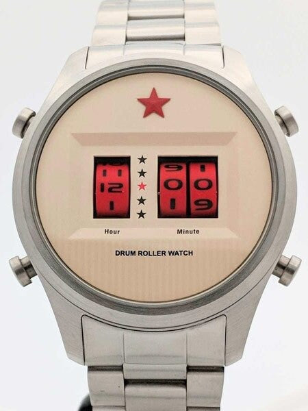 Red Star Quartz Drum Roller Watch with 44mm Case #8395G-C