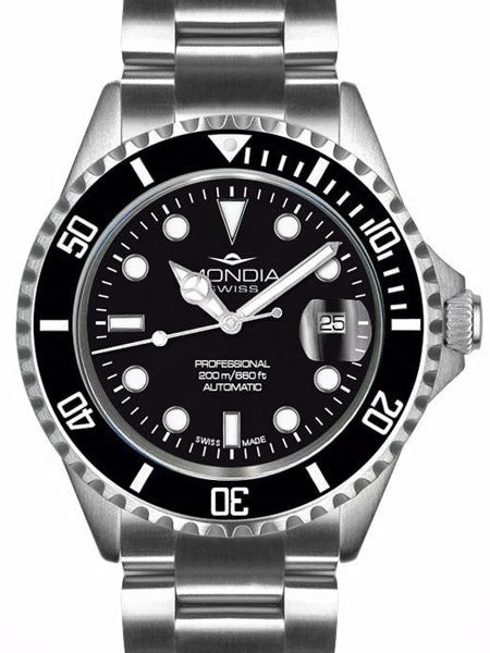 Mondia Swiss Automatic Dive Watch with Black Dial #MS-213-SSBK-BK-OCM