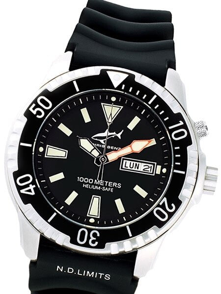 Chris Benz 1000 meter Quartz Dive watch with Sapphire Crystal #CB-1000H-S-KBS