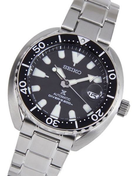 Seiko Baby Turtle Prospex Automatic Dive Watch with Black Dial and SS Bracelet #SRPC35J1