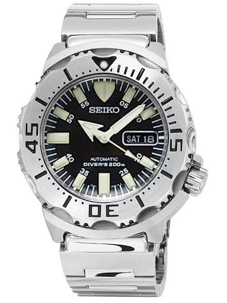 Seiko Black Monster Automatic Dive Watch, Stainless Steel Bracelet