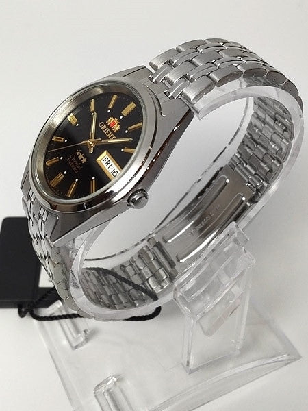 Orient Automatic Watch with Black Dial, Day-Date and SS Bracelet #AB0000DB