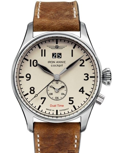 Iron Annie Big Date, Dual Time Pilot Watch with Luminous Dial #5140-5