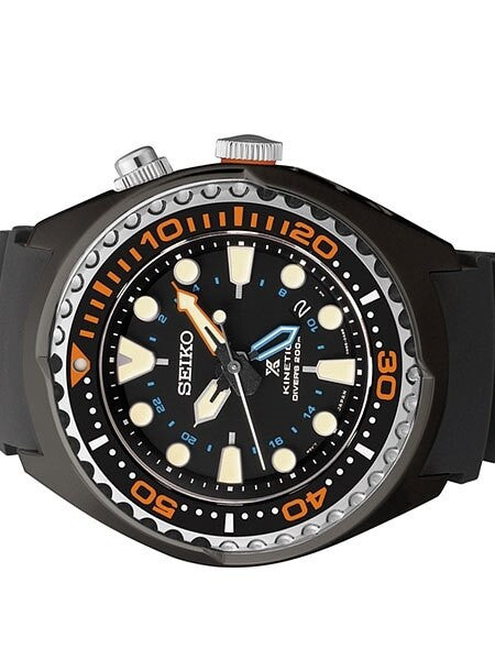 Seiko Prospex Kinetic Black Ion-Plated 47.5mm GMT Dive Watch  #SUN023