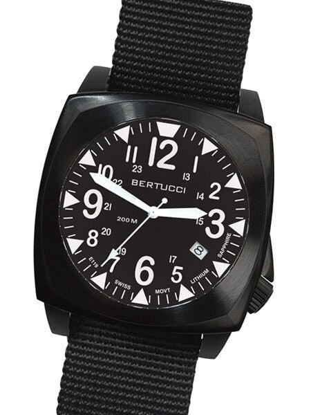 Bertucci E-1S Ballista 44mm Black Ion Field Watch with a Dome Sapphire Crystal #13600