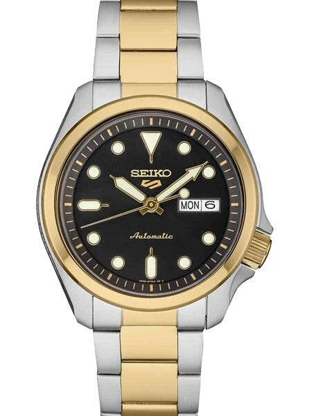Seiko 5 Sports 24-Jewel Automatic Watch with Black Dial and Two-Tone Bracelet #SRPE60