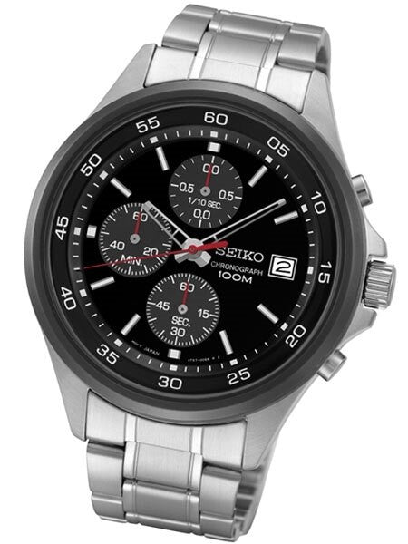 Seiko Black Dial Chronograph with Sixty-Minute Stopwatch #SKS491