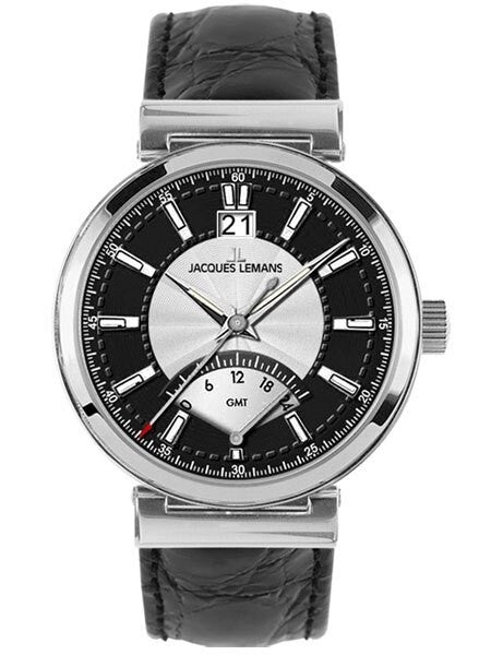 Jacques Lemans Verona Big Date Watch with Retrograde 24-Hour GMT Sub-Dial #1-1697A