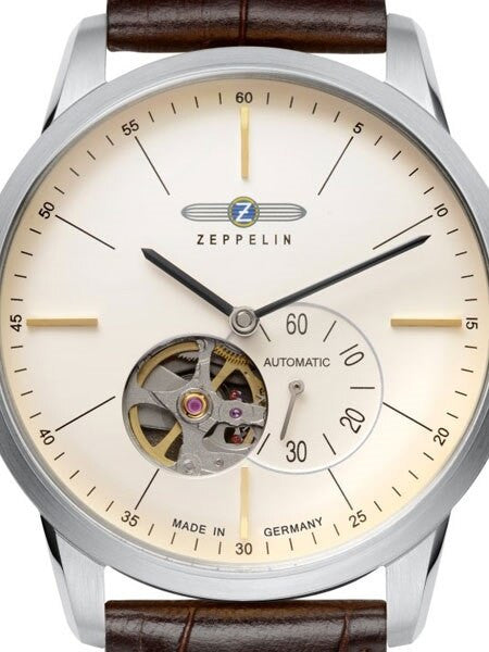 Graf Zeppelin Flatline Automatic Open-Heart Watch with Small Seconds #7364-5