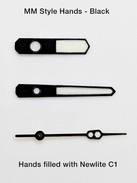 Black MM Style Luminous Watch Hands For Seiko SKX007, SNZF17, SNZH55, SNK809, etc. Watches #H02-05