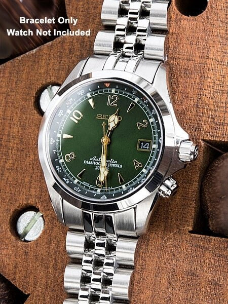 Strapcode 20mm ANGUS-J "Louis" 316L Stainless Steel Watch Bracelet for Seiko Alpinist SARB017, V-Clasp #SS201820B064