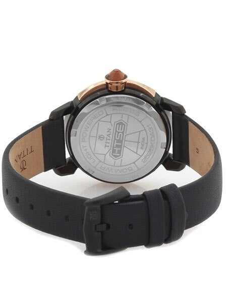 Titan HTSE Ladies Solar Powered Quartz Watch with Black PVD Case and Leather Strap #2525KL01