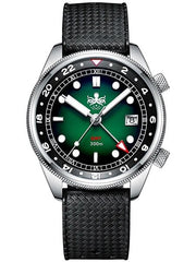 PHOIBOS Eagle Ray 300-Meter Dual-Time GMT Dive Watch with Double Dome AR Sapphire Crystal #PX023A
