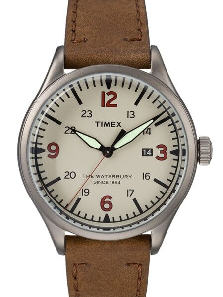 Timex 40mm Waterbury Quartz Watch with Cream Dial and INDIGLO Night-Light #TW2R38600VQ
