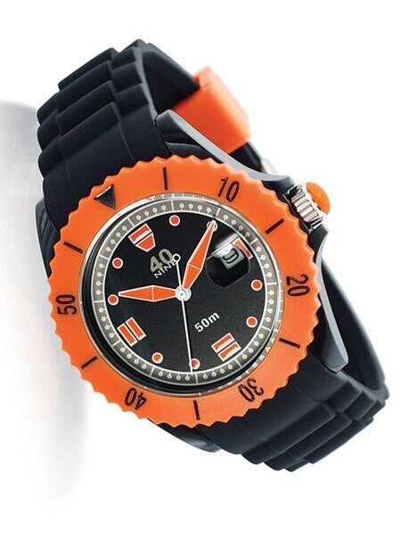 40Nine Black Plastic 40mm Case with Black Silicone Rubber Strap #40NINE03-BLACK60