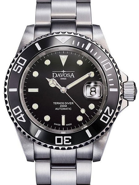 Davosa Ternos Swiss Automatic 200 Meter Dive Watch with Black Dial #16155550