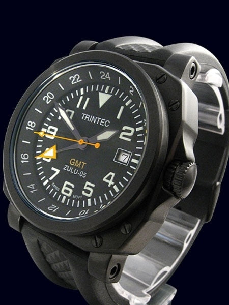 Trintec Zulu-05 GMT Watch with Black PVD Steel Case ZULU-05-GMT