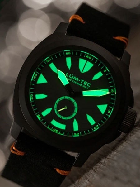 Lum-Tec Phantom 44mm Watch with Titanium Carbide Black PVD Case, AR Sapphire Crystal #M86
