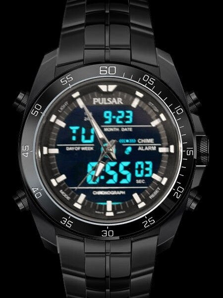 Pulsar On The Go Watch with Daily Alarm, Stopwatch, and Hourly Chime #PW6011