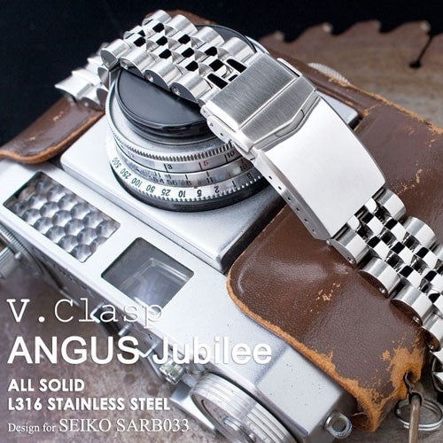 Strapcode 20mm ANGUS-J "Louis" 316L Stainless Steel Watch Bracelet for Seiko SARB033, Brushed, V-Clasp #SS201820B067