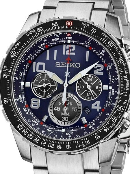 Seiko Prospex Solar Powered Quartz Flight Chronograph Watch, 24-Hour Sub-Dial #SSC275