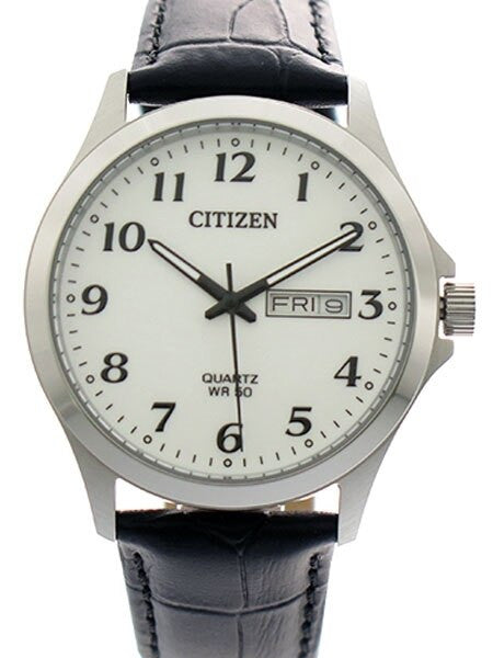 Citizen White Dial Quartz Watch with Alligator-Grain Strap #BF5000-01A