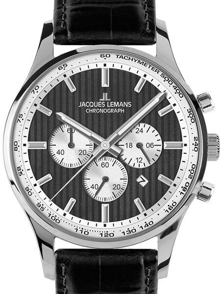 Jacques Lemans London 44MM Chronograph with Black Striped Dial #1-1735E