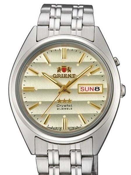 Orient Automatic Watch with Champagne Dial, Day-Date and SS Bracelet #EM0401PC