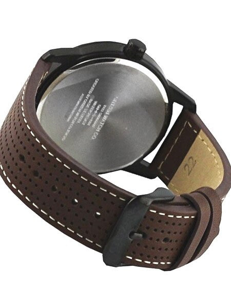 Citizen Quartz Black PVD Sport Watch with Brown Aerated Leather Strap #BI1025-02E
