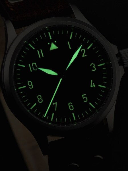 DIEVAS German Made Black Vintage Flieger Watch with Sapphire Crystal and Steel Case