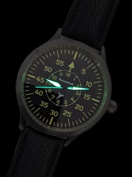 Messerschmitt Triple-X Fliegeruhr Watch with Black Leather Strap #ME-65BQ