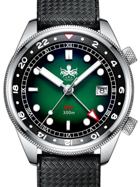 PHOIBOS Eagle Ray 300-Meter Dual-Time GMT Dive Watch with Double Dome AR Sapphire Crystal #PX023A