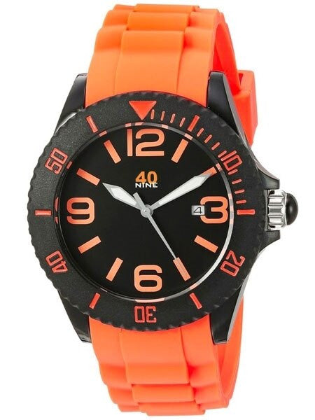 40Nine Black Plastic 46mm Case with Orange Silicone Rubber Strap #40NINE02-BLACK-TANG