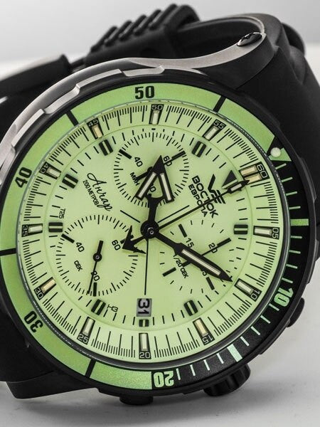 Vostok-Europe Anchar Mens Chronograph Dive Watch with Luminous Dial, Tritium Tube Illumination #5104214
