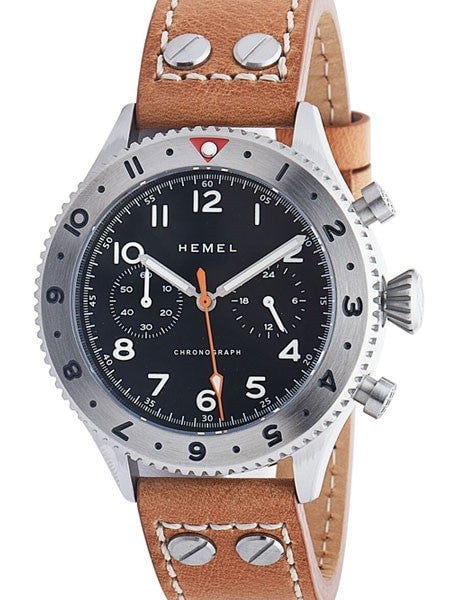 HEMEL 24 Quartz Chronograph Watch with GMT Bezel and Sapphire Crystal #HFT20-VK2
