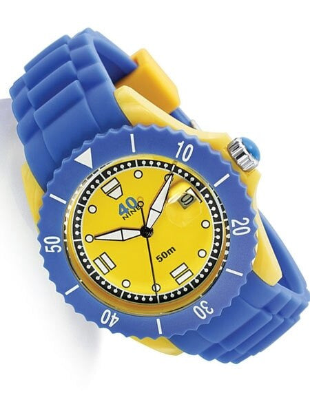40Nine Yellow Plastic 40mm Case with Blue Silicone Rubber Strap #40NINE03-PERI10