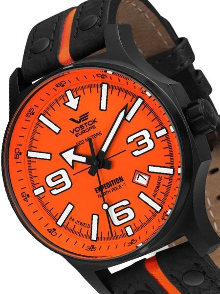 Vostok-Europe Expedition North Pole Automatic Watch with Brilliant Orange Dial #5954197