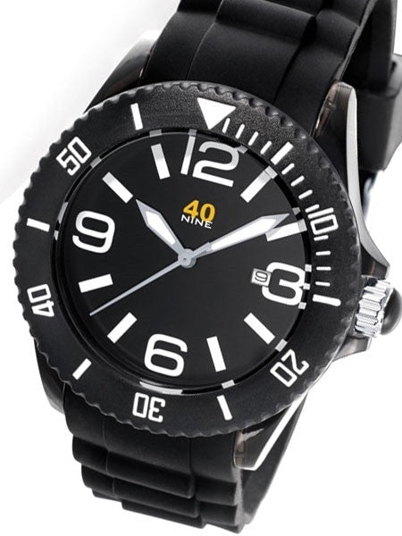 40Nine Black Plastic 41.5mm Case with Black Silicone Rubber Strap #40NINE03-BLACK3