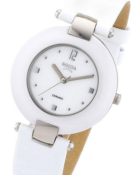 Boccia Ladies Quartz Watch with Titanium and White Ceramic Case #3190-01
