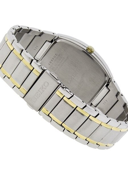 Seiko Solar Watch with Two-Tone Tonneau Stainless Steel Case and Matching Bracelet #SNE334