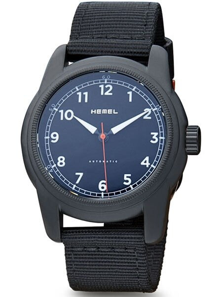 HEMEL Automatic Military-Styled Watch Black Ion-Plated Case and Sapphire Crystal #HMNO2