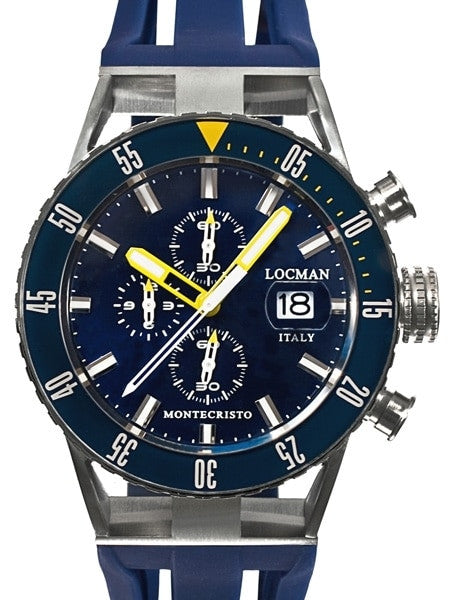 Locman Montecristo 200 Meter Quartz Chronograph Dive Watch with 44mm Case #512BLYLBL