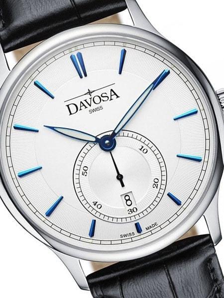 Davosa Flatline Quartz Watch with a 60 Second Sub-Dial and a White Dial #16248315