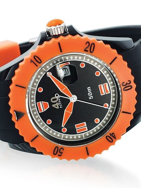 40Nine Black Plastic 45mm Case with Black Silicone Rubber Strap #40NINE02-BLACK60
