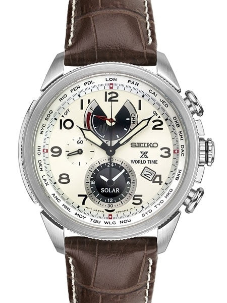 Seiko Solar World Timer, Chronograph, Alarm with Sapphire Crystal #SSC509