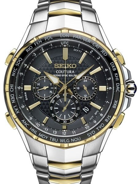 Seiko Coutura Radio Sync Solar Chronograph Two-Tone Mens Watch #SSG010