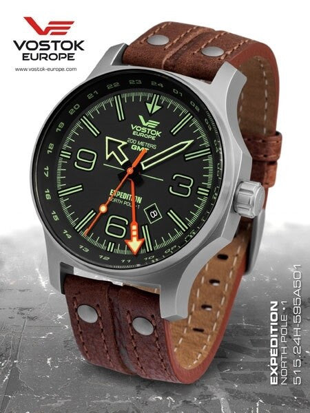 Vostok-Europe Expedition North Pole Quartz GMT Dual-Time Watch #595A501